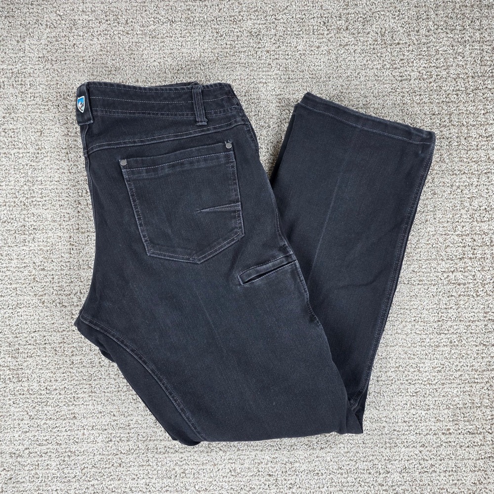 Kuhl Disruptr Mens 36x32 Black Denim Jeans Straight Leg Outdoor Casual Pants